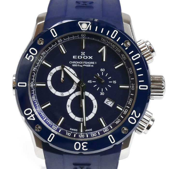 EDOX エドックス クロノオフショア1 クロノグラフ 腕時計 電池式 10221-3BU3-BUIN3 メンズ【中古】