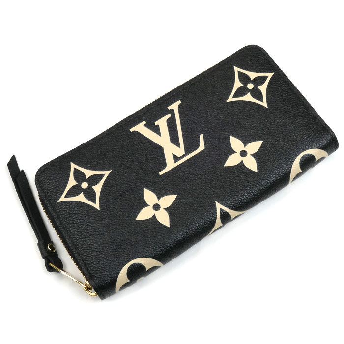 LOUIS VUITTON ルイ・ヴィトン ジッピー･ウォレット 長財布 ラウンドファスナー モノグラム･アンプラント ブラック M80481 IC レディース【中古】【美品】