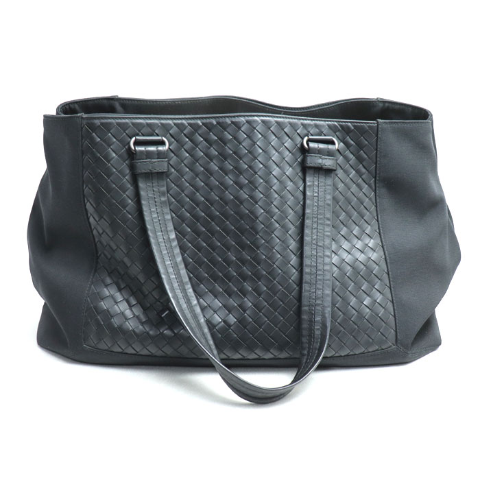 BOTTEGAVENETA ボッテガヴェネタ ハイテクキャンバス イントレチャート トートバッグ ブラック 452662 メンズ【中古】