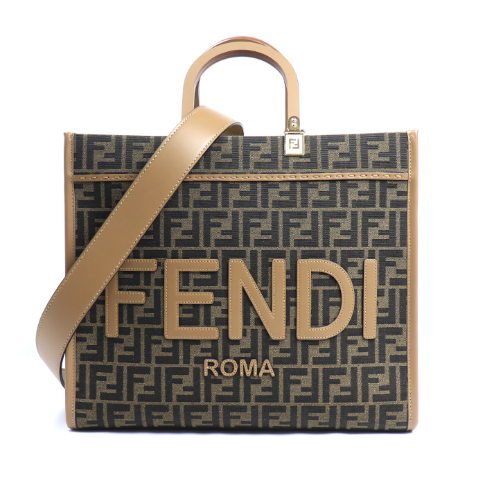 FENDI フェンディ サンシャイン ミディアム 2Wayショルダーバッグ ブラウン 8BH386 ALVY F1GE3 レディース【中古】【極美品】