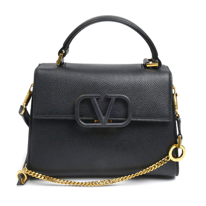 Valentino Garavani ヴァレンティノ・ガラヴァーニ Vスリング スモール 2Wayショルダーバッグ ブラック ZW2B0F53KGW レディース【中古】