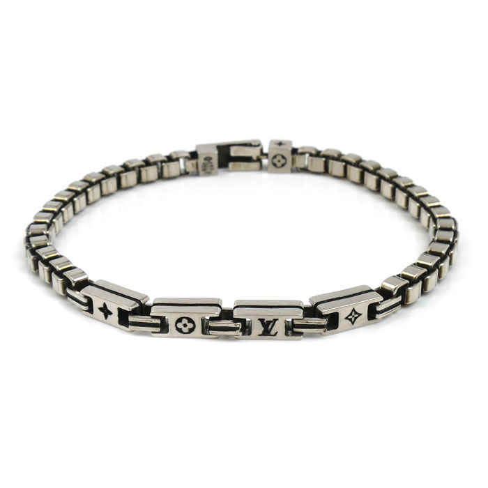 LOUIS VUITTON ルイ・ヴィトン シルバー925 LV テーラー ブレスレット M1149L L 32.6g 22.5cm メンズ【中古】