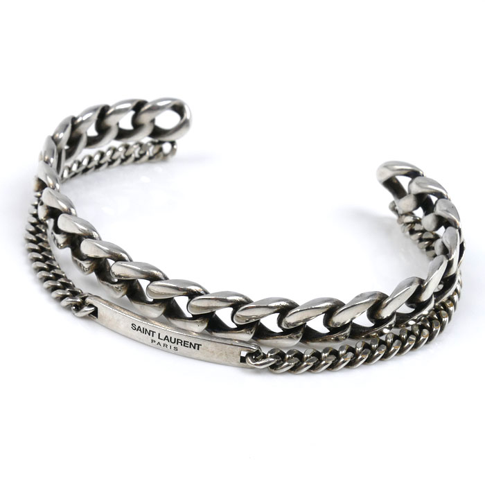 SAINT LAURENT サンローラン メタル ダブルカフ ブレスレット 24.6g ユニセックス【中古】
