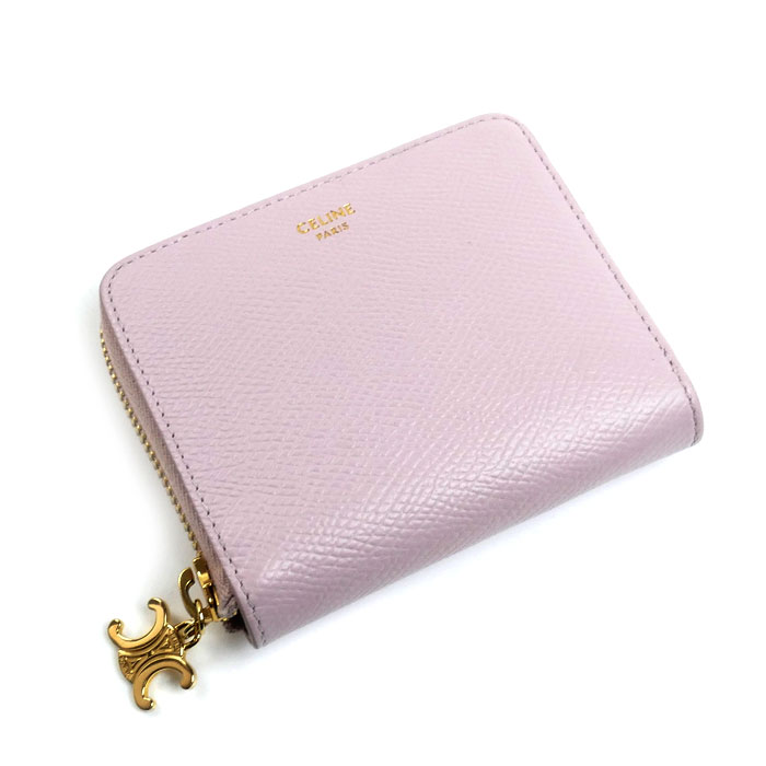 CELINE セリーヌ スモール ジップウォレット トリオンフチャーム 二つ折り財布 ブリーチピンク 10N993FVO.25BD レディース【中古】