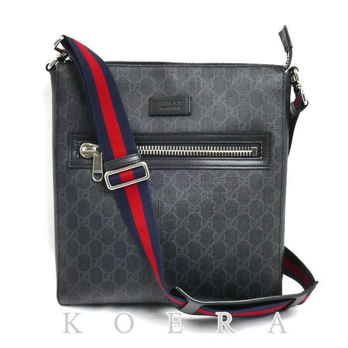 GUCCI グッチ メッセンジャー  ショルダーバッグ ブラック 474137 シェリーライン  メンズ【中古】【美品】