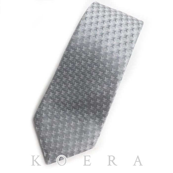 LOUIS VUITTON ルイ・ヴィトン LV インターロック 8cm ネクタイ グレー M98101 メンズ【中古】【美品】