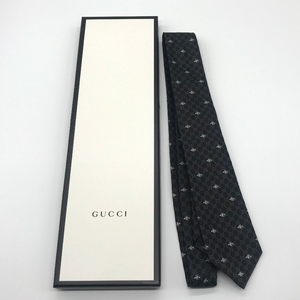 GUCCI Bee GG pattern 545078 tie 100% silk Black K00411773 [PD3] | eBay