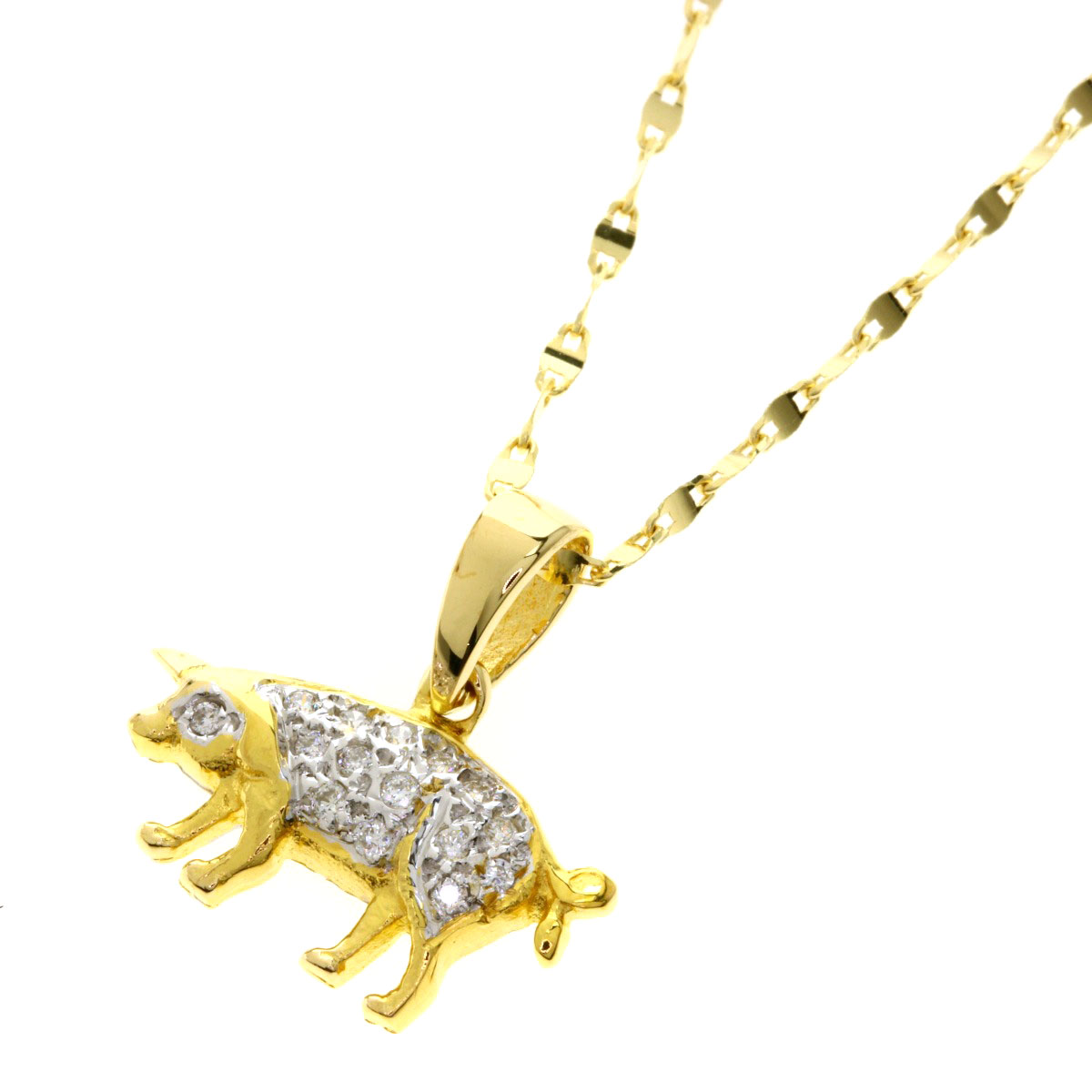 钻石猪图案 项链