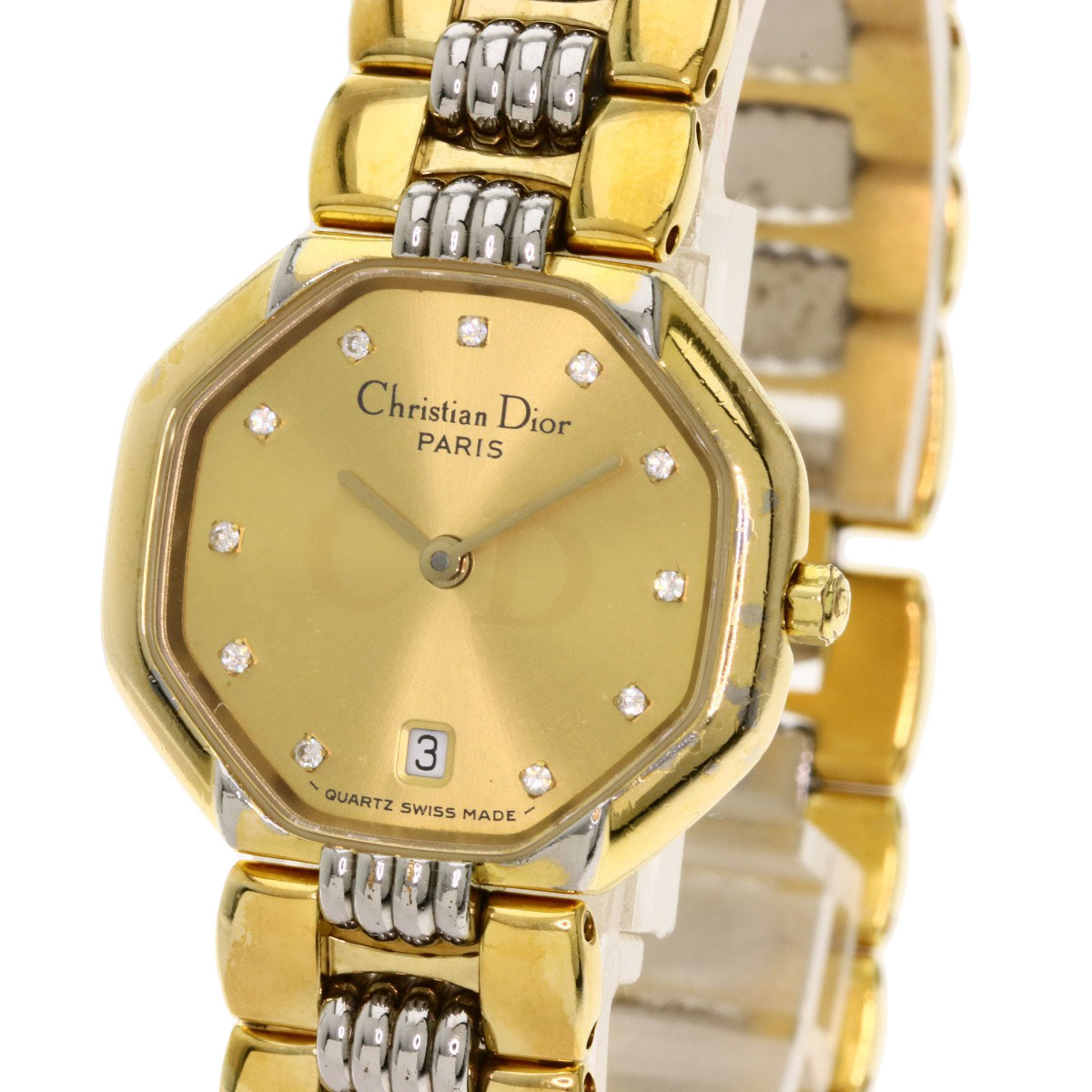 CHRISTIAN DIOR Octagon Watches D48-153 Stainless Steel/Gold Plated ...