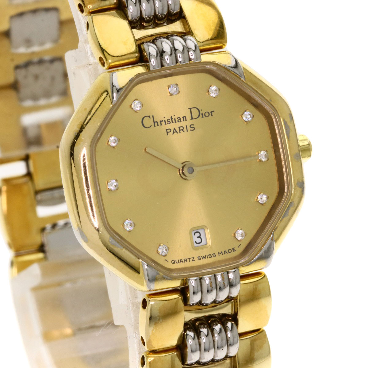 CHRISTIAN DIOR Octagon Watches D48-153 Stainless Steel/Gold Plated ...