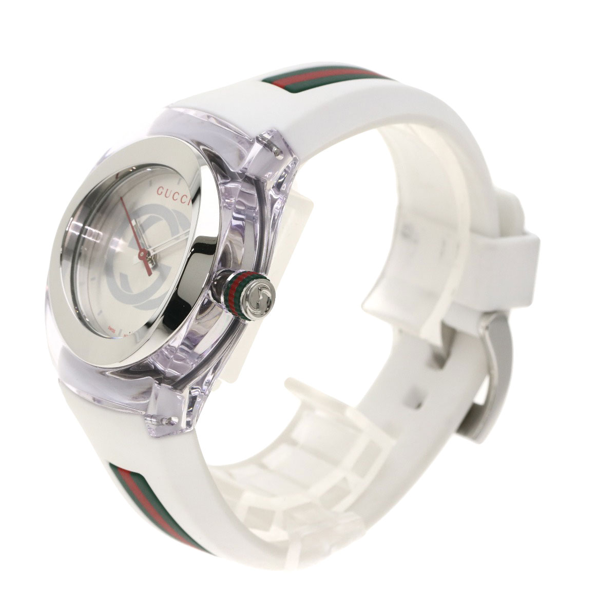 gucci sync stainless steel rubber strap watch