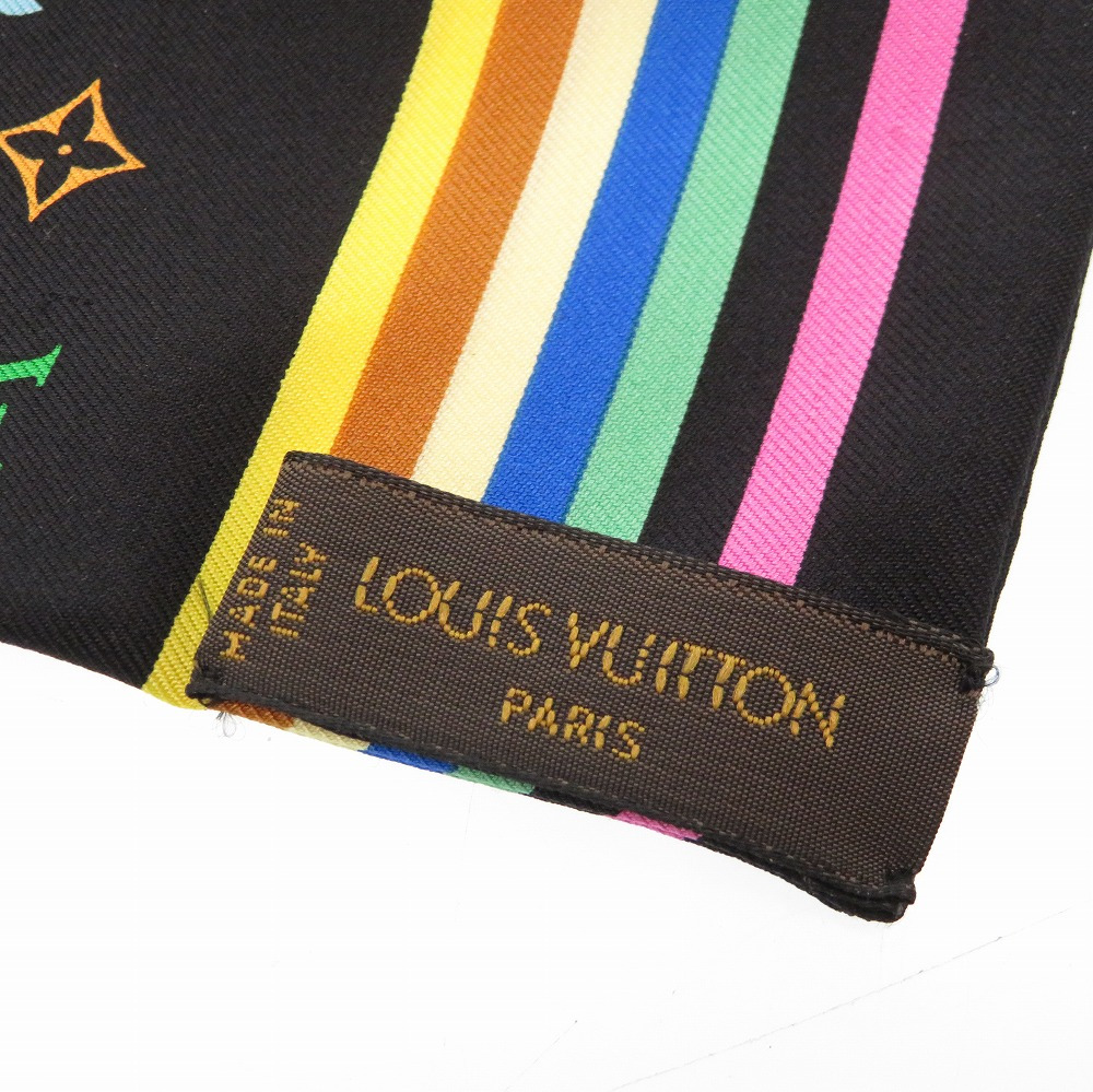 LOUIS VUITTON twilly scarf muffler multicolor ribbon black/multicolor