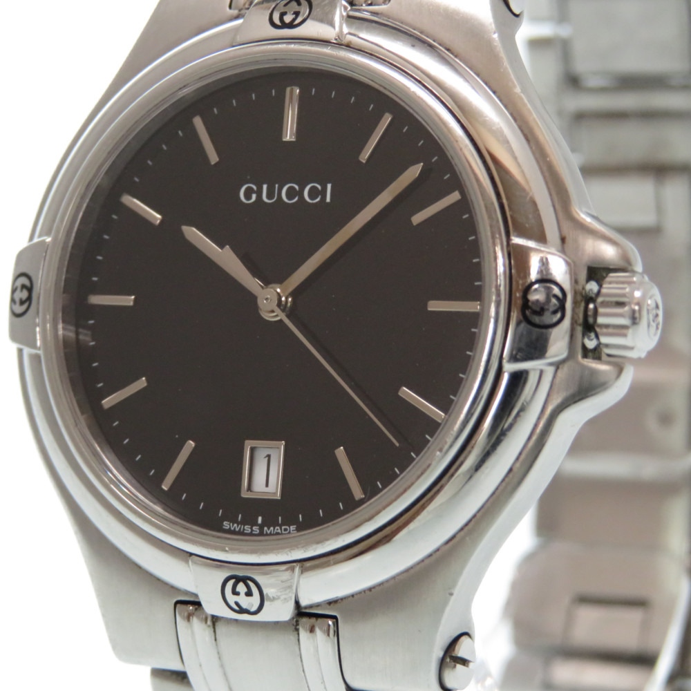 AUTHENTIC GUCCI 9040M Quartz Wrist watch Black Stainless Steel 0010 | eBay
