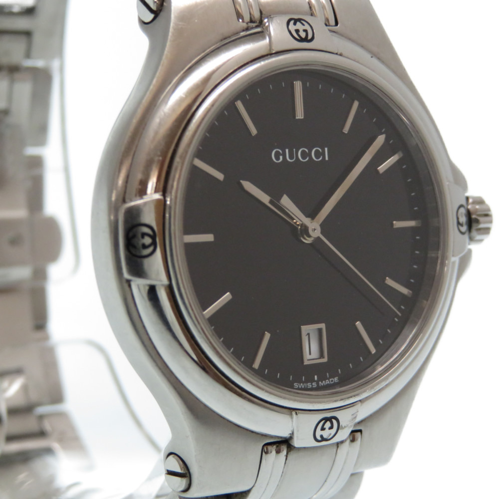 AUTHENTIC GUCCI 9040M Quartz Wrist watch Black Stainless Steel 0010 | eBay