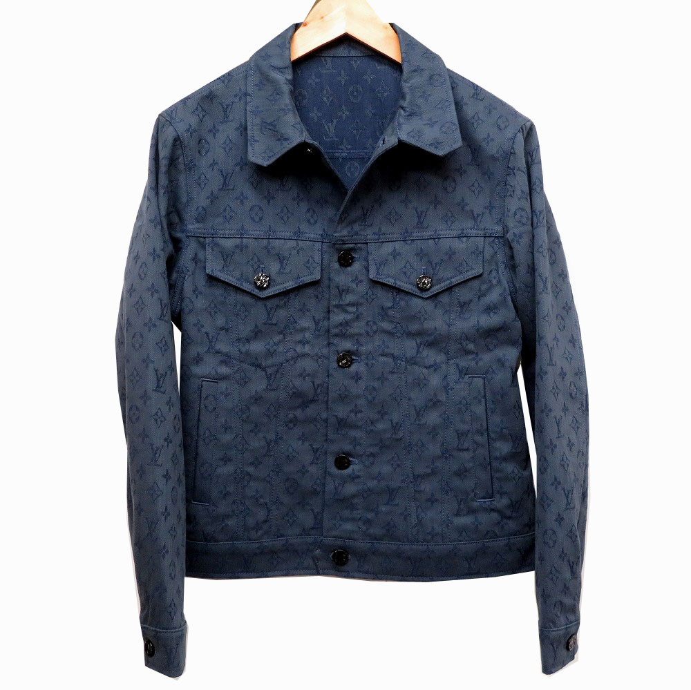 AUTHENTIC LOUIS VUITTON HHA20W Total Monogram patternDenim jacket Navy blue 0055 | eBay