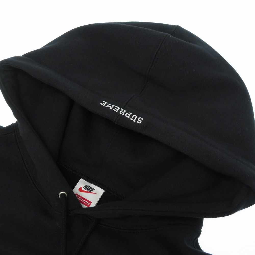 supreme nike leather applique hooded sweatshirt black