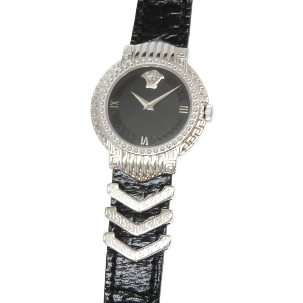 AUTHENTIC Gianni Versace Quartz Wrist watch Black Gold Plated 0481 eBay