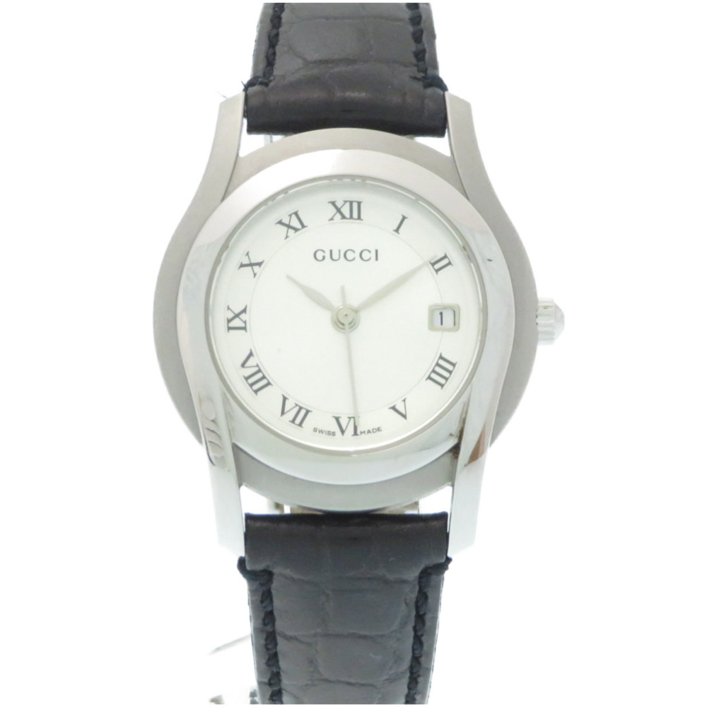 AUTHENTIC GUCCI 5500L Quartz Wrist watch Silver/Black Stainless Steel