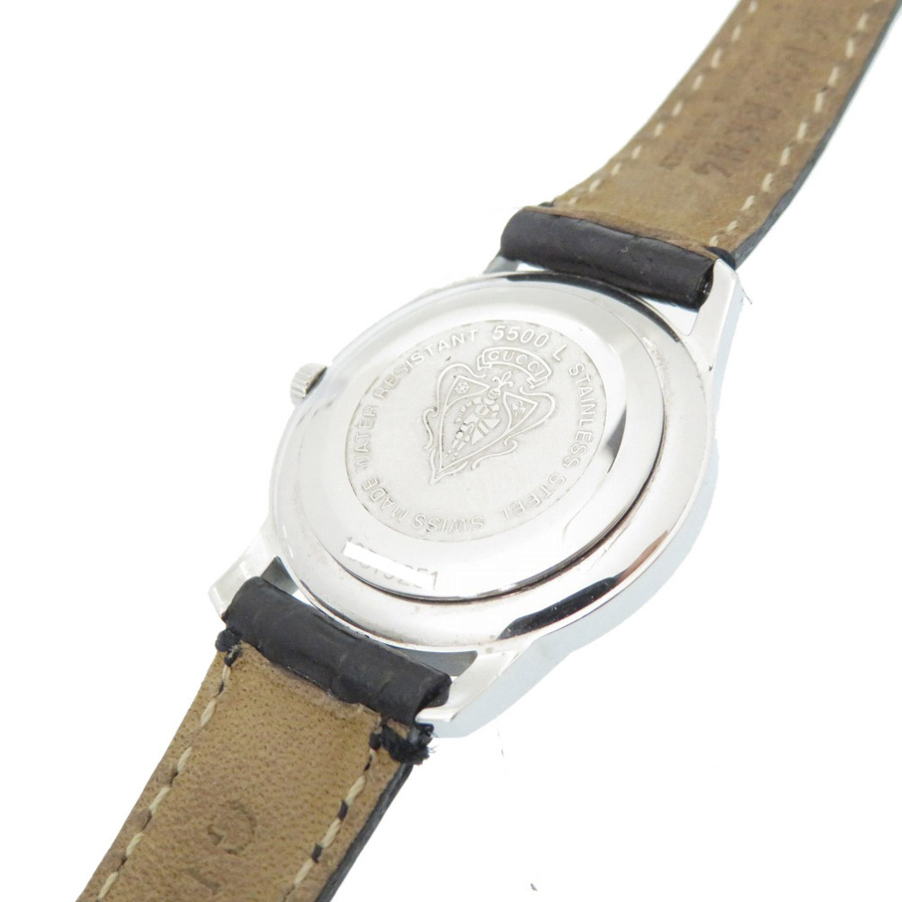 AUTHENTIC GUCCI 5500L Quartz Wrist watch Silver/Black Stainless Steel