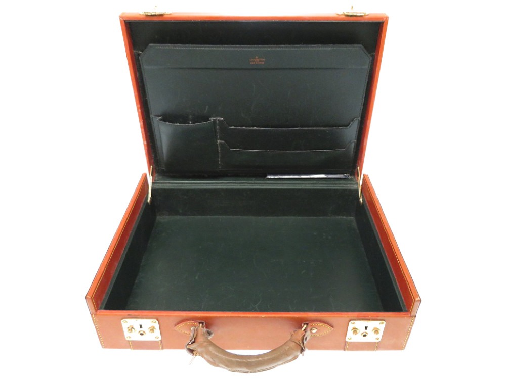 AUTHENTIC LOUIS VUITTON Vintage antique attache case Trunk Brown Green | eBay