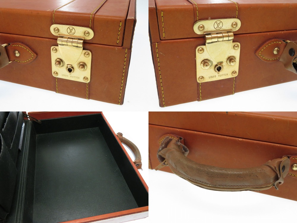 AUTHENTIC LOUIS VUITTON Vintage antique attache case Trunk Brown Green | eBay