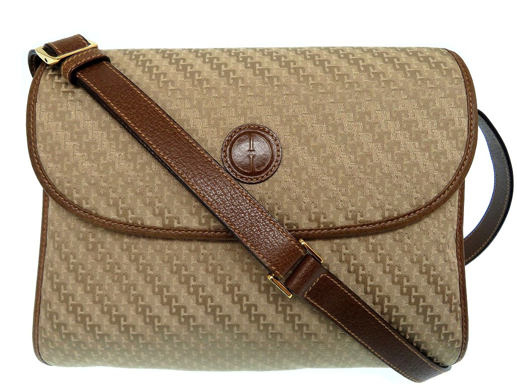 AUTHENTIC GUCCI Vintage Old Gucci Shoulder Bag Beige/Brown PVC 0340 | eBay