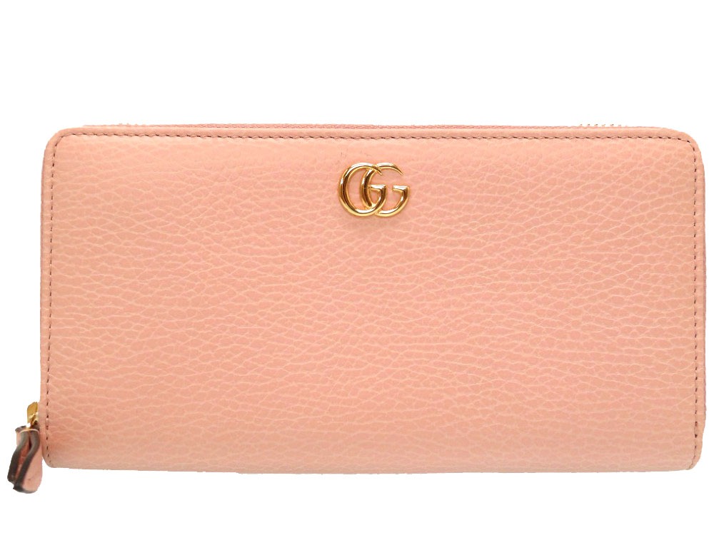 AUTHENTIC GUCCI 456117 GG Petit Marmont Leather Zip Around Wallet Long pink 0208 | eBay