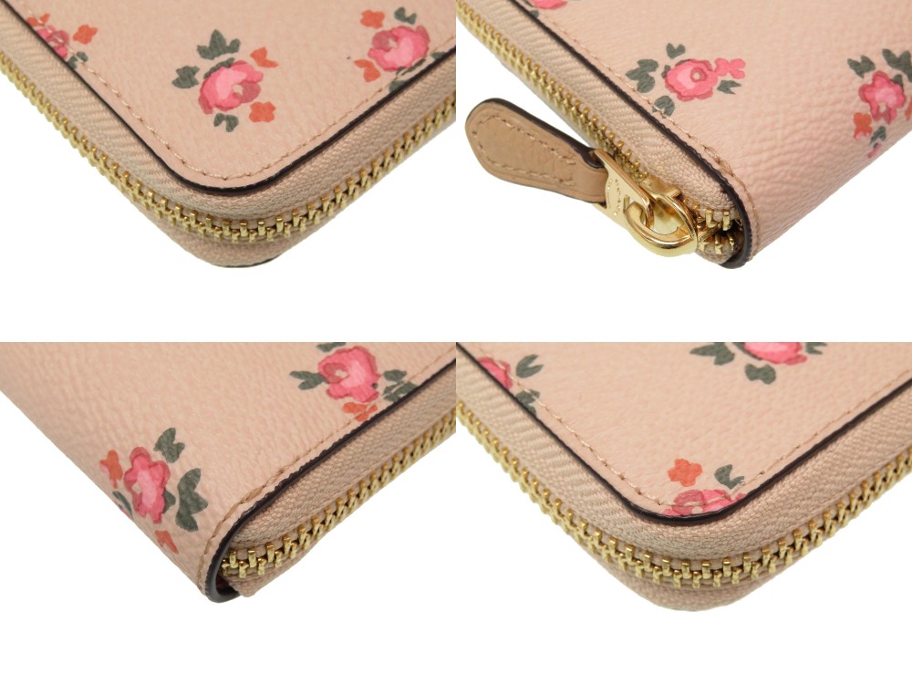 AUTHENTIC COACH 27110 Floral print long wallet pink Leather 0021 eBay