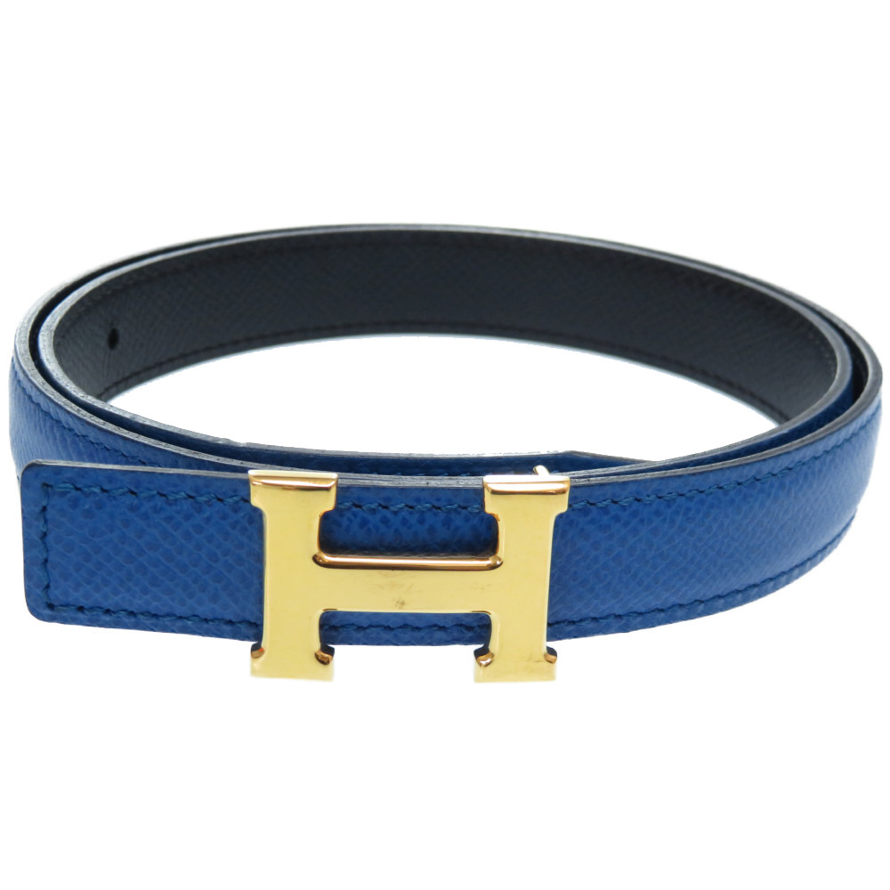 AUTHENTIC HERMES H buckle Belt Blue france/Dark navy Courchevel 0086 | eBay
