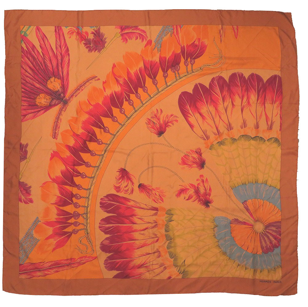 hermes feather scarf