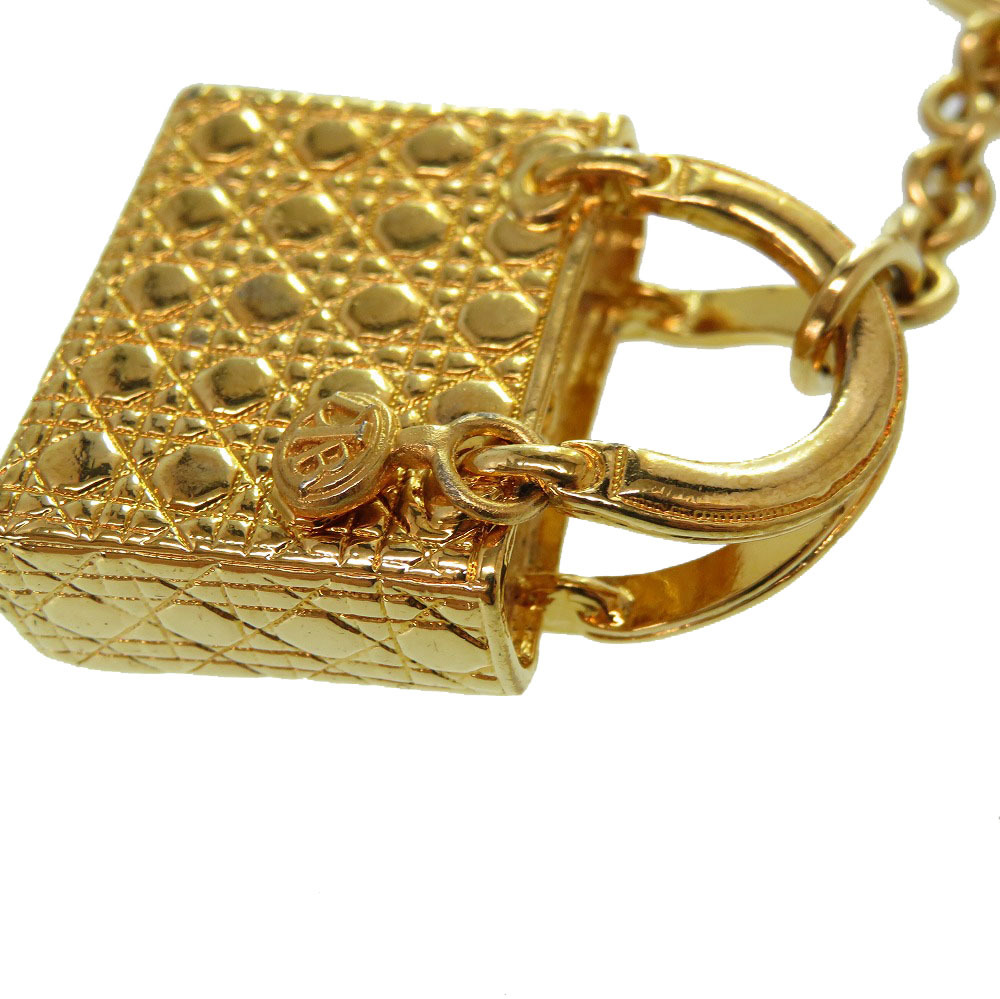 AUTHENTIC Christian Dior Canage Lady Dior Key Holder Gold Plated 0196