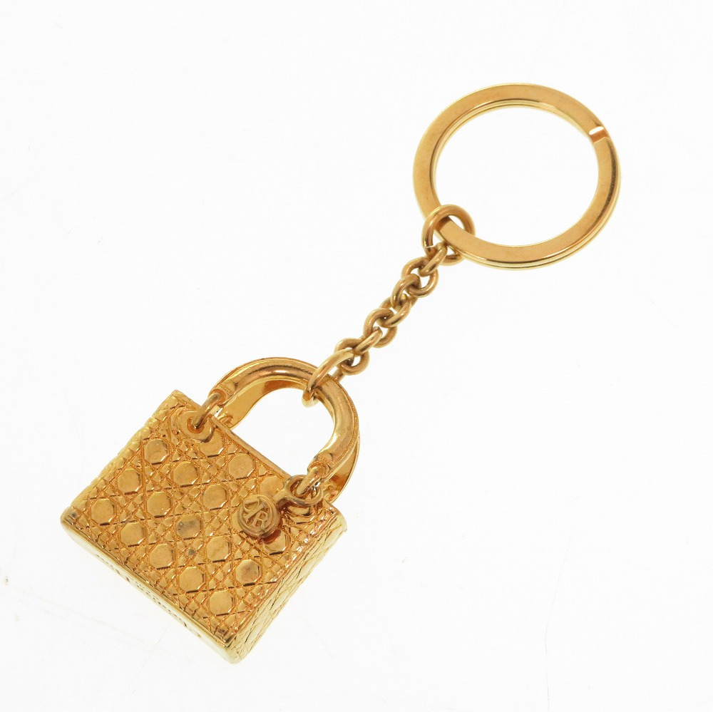 AUTHENTIC Christian Dior Canage Lady Dior Key Holder Gold Plated 0196