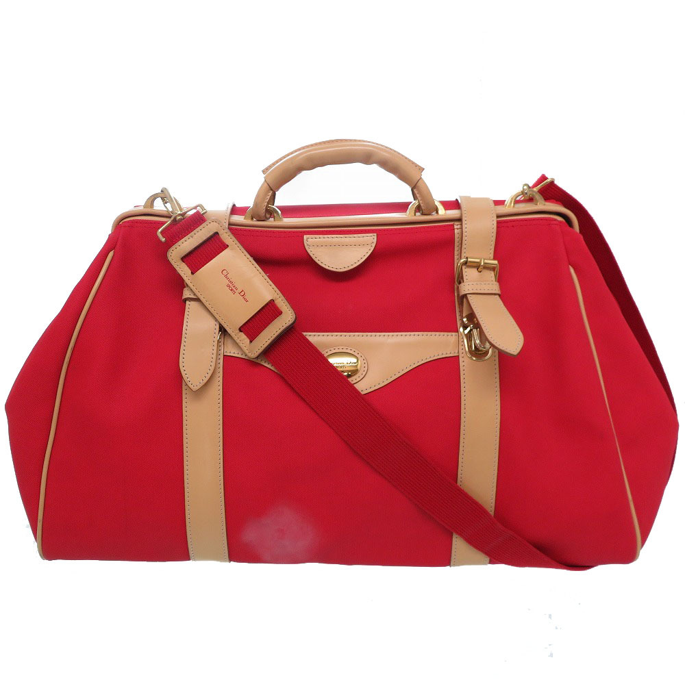 AUTHENTIC Christian Dior 2way vintage Shoulder Duffle Bag Red 0198 | eBay