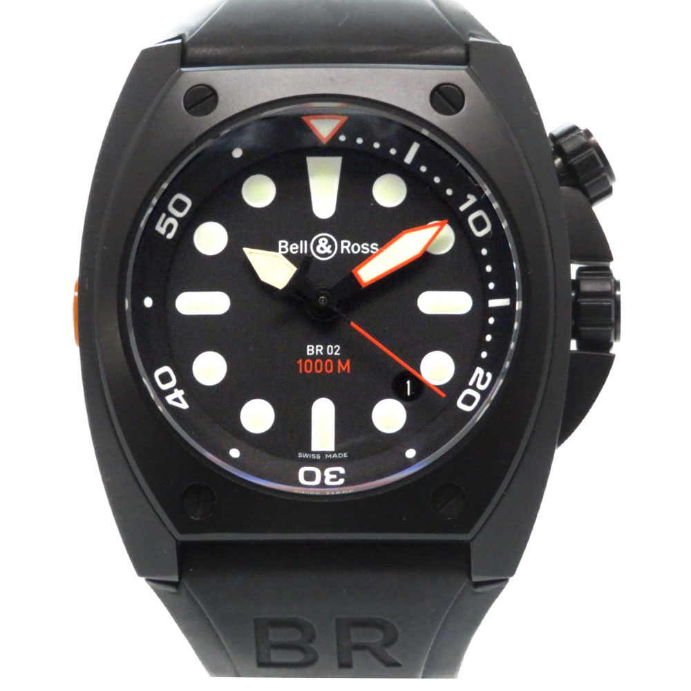 AUTHENTIC Bell＆Ross BR02-20-S Marine Wrist watch Black rubber 0022 | eBay