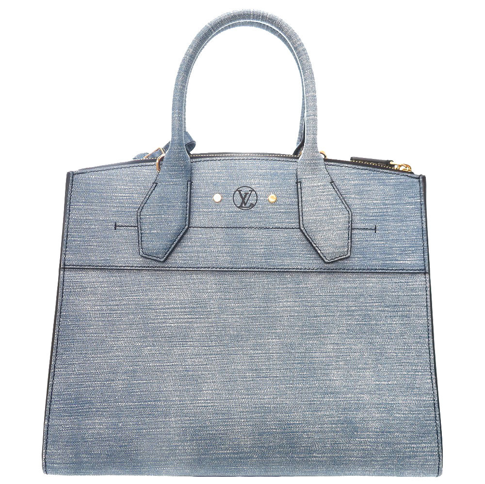 AUTHENTIC LOUIS VUITTON M54509 Steamer MM Hand Bag blue Leather 0183 | eBay