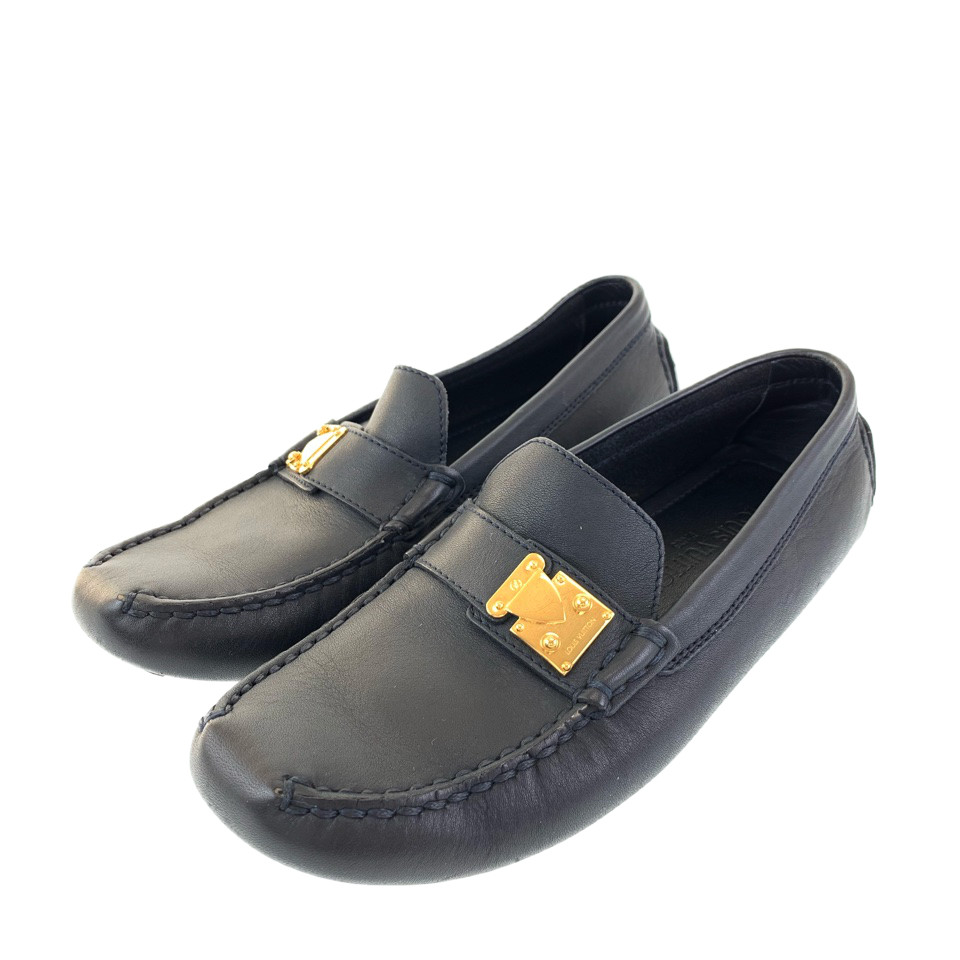 LOUIS VUITTON Driving shoes Flat shoes Slip-on loafers Navy gold | eBay