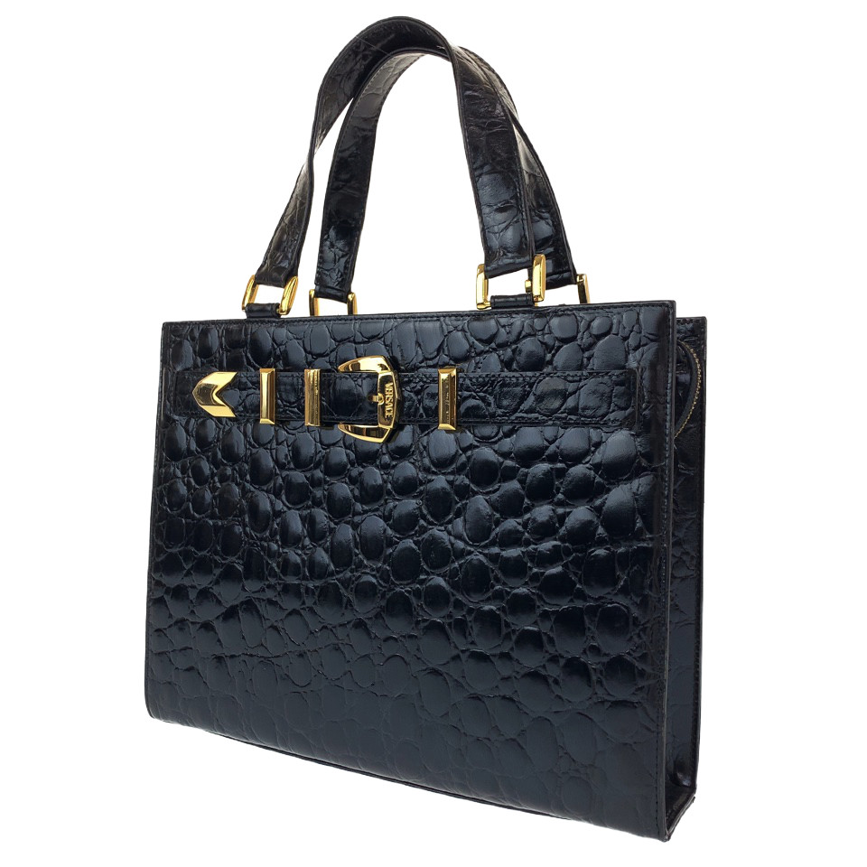 Free shipping Gianni Versace vintage Tote Bag handbag Patent leather