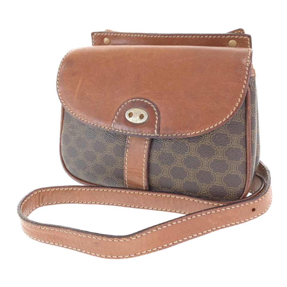 CELINE Macadam Triomphe Shoulder Bag pochette Brown PVC/leather | eBay