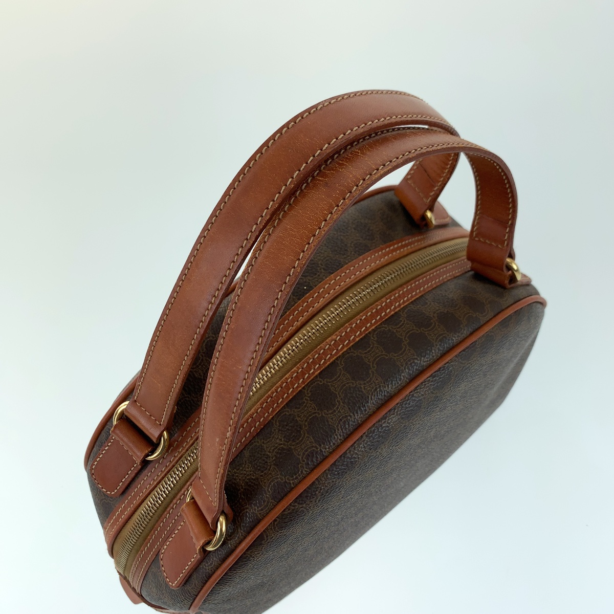 CELINE vintage Macadam Triomphe Vanity bag handbag Brown PVC/leather | eBay