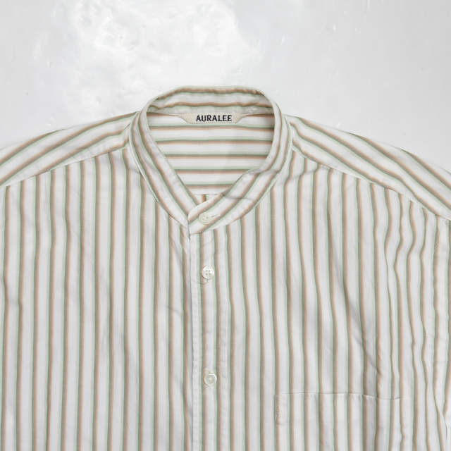 AURALEE 19SS WASHED FINX TWILL STRIPE SLEEVELESS SHIRTS