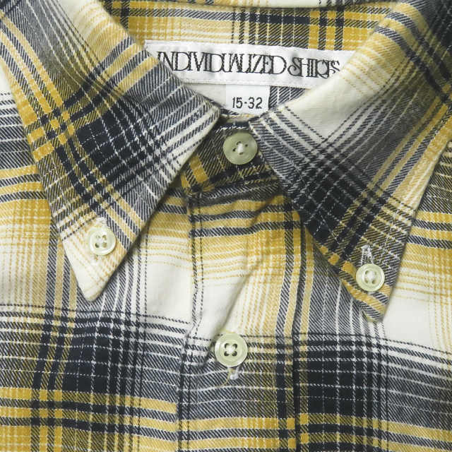 Individualized Shirts Cotton Flannel Check Shirt 15 32 Navy Yellow White Tops Ebay