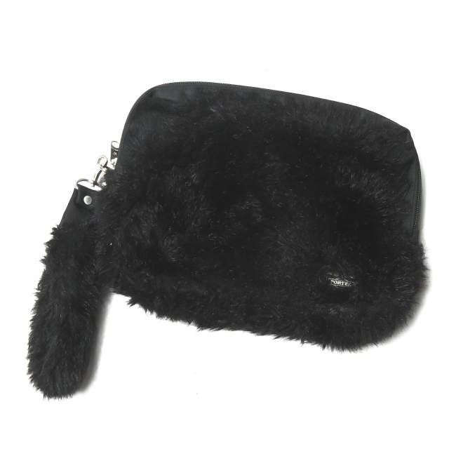 black faux fur clutch bag