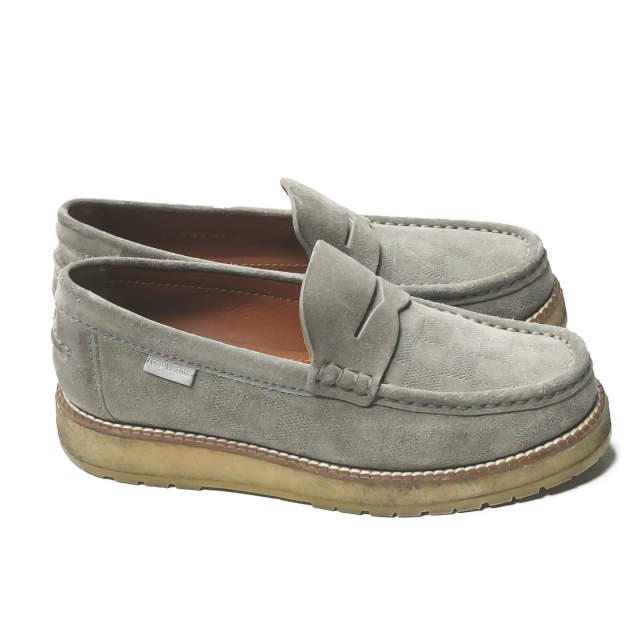 LOUIS VUITTON Italy Damier Suede Penny Loafers FA 0124 5(24cm-24.5cm) gray coin | eBay