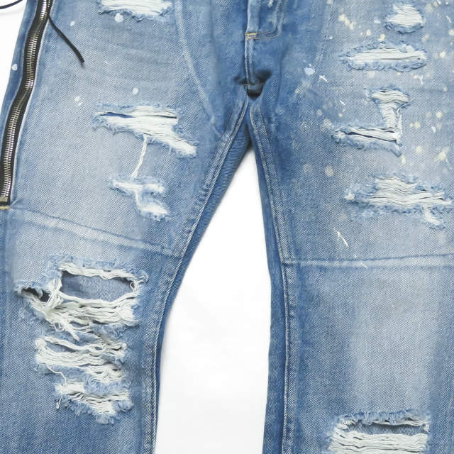 MR.COMPLETELY EMIRATES DISTRESSED Crushed denim pants 28 Indigo Destroy ...