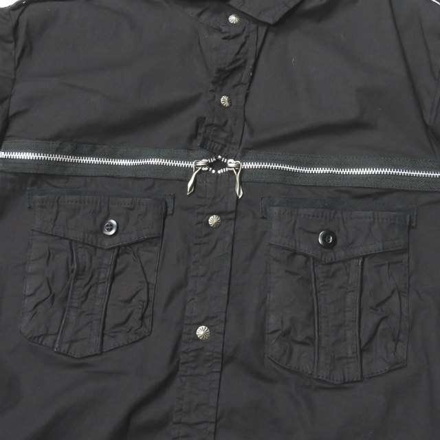 14th Addiction X Royal Flash 18aw Twill Cross Zip Shirt 3 Black Cut Off Ebay