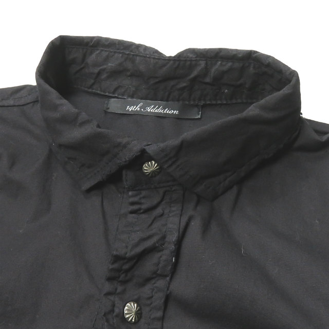 14th Addiction X Royal Flash 18aw Twill Cross Zip Shirt 3 Black Cut Off Ebay