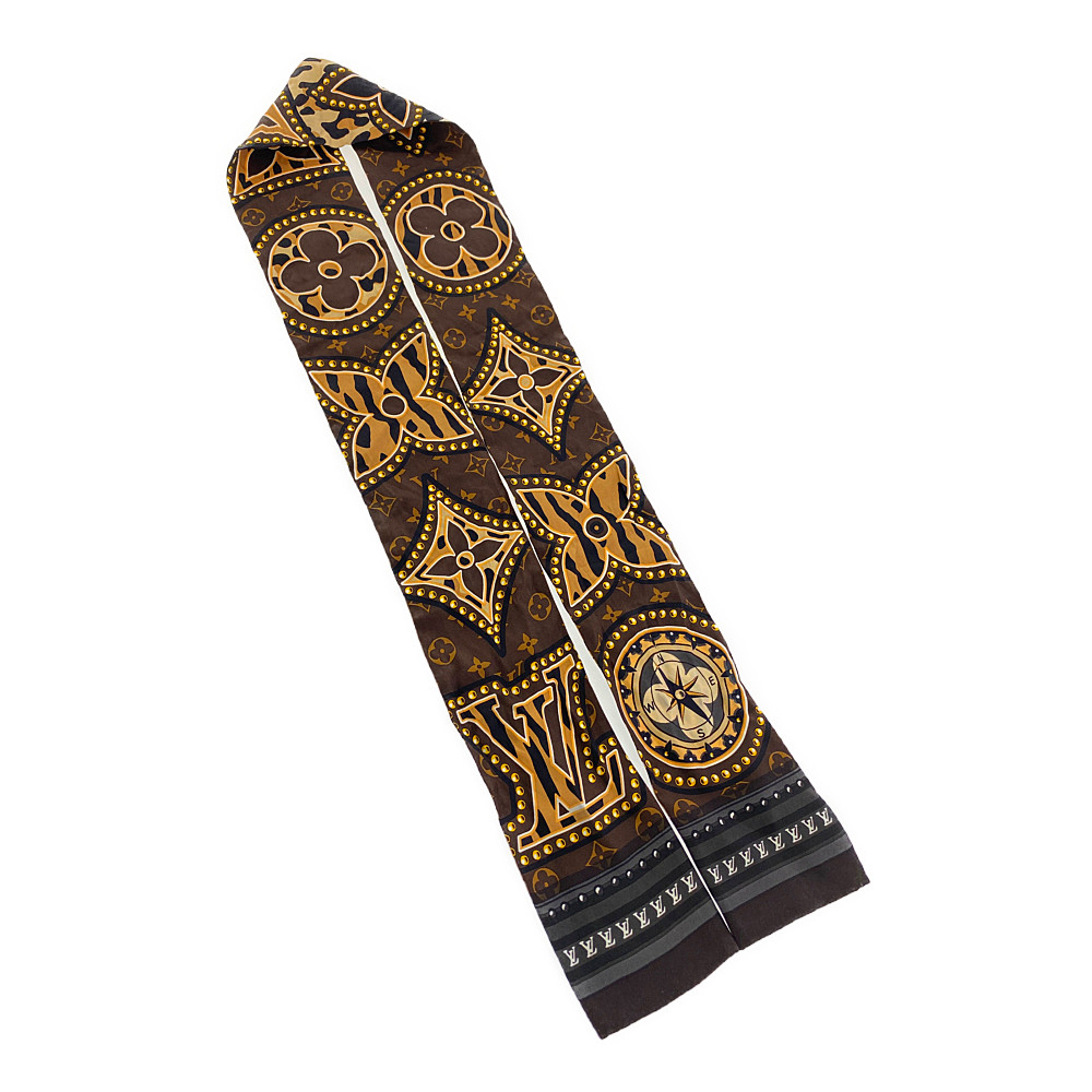 louis vuitton louis vuitton lv world bandeau silk scarf brown ebay