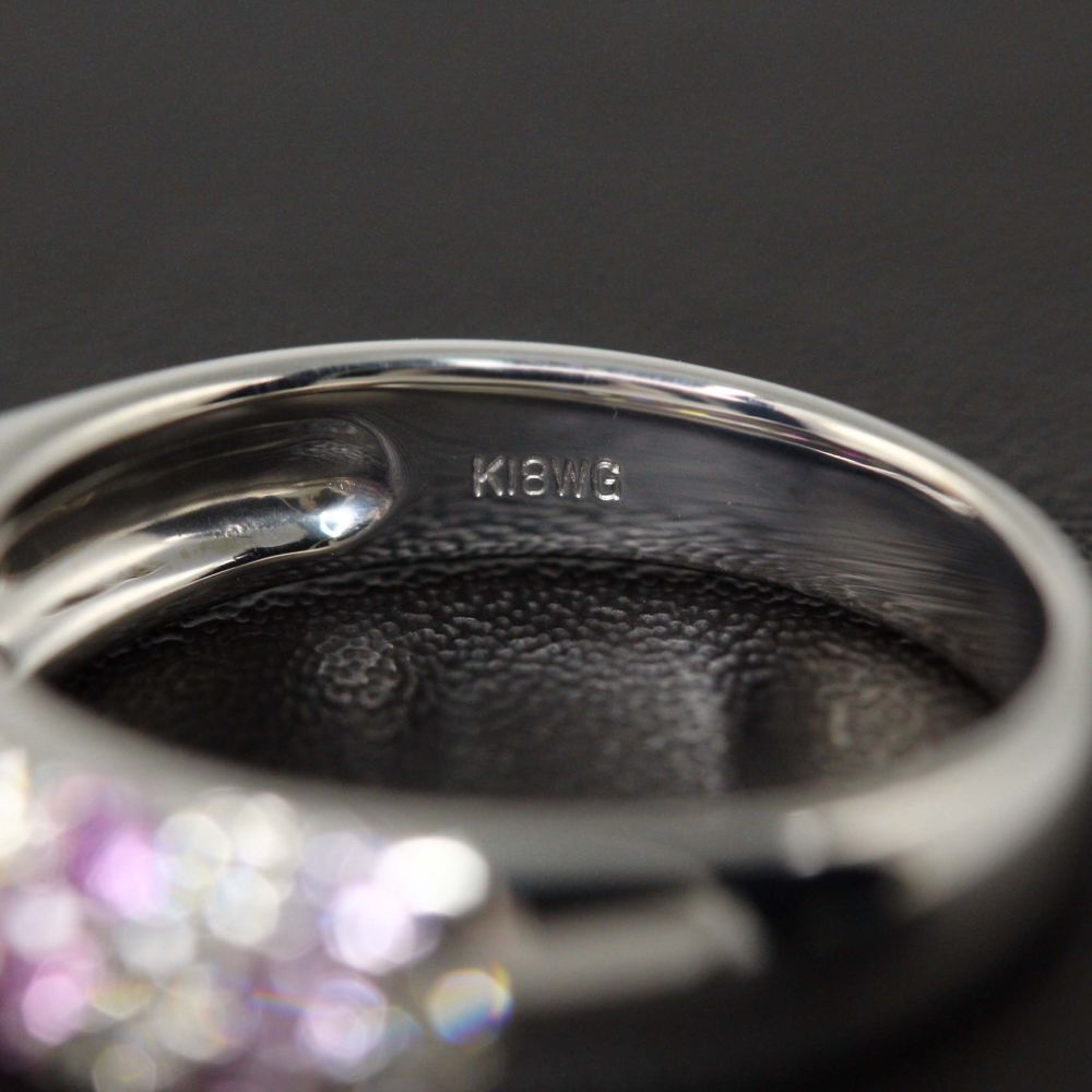 3-row pave pink sapphire diamond ring ring natural / K18WG / 750 