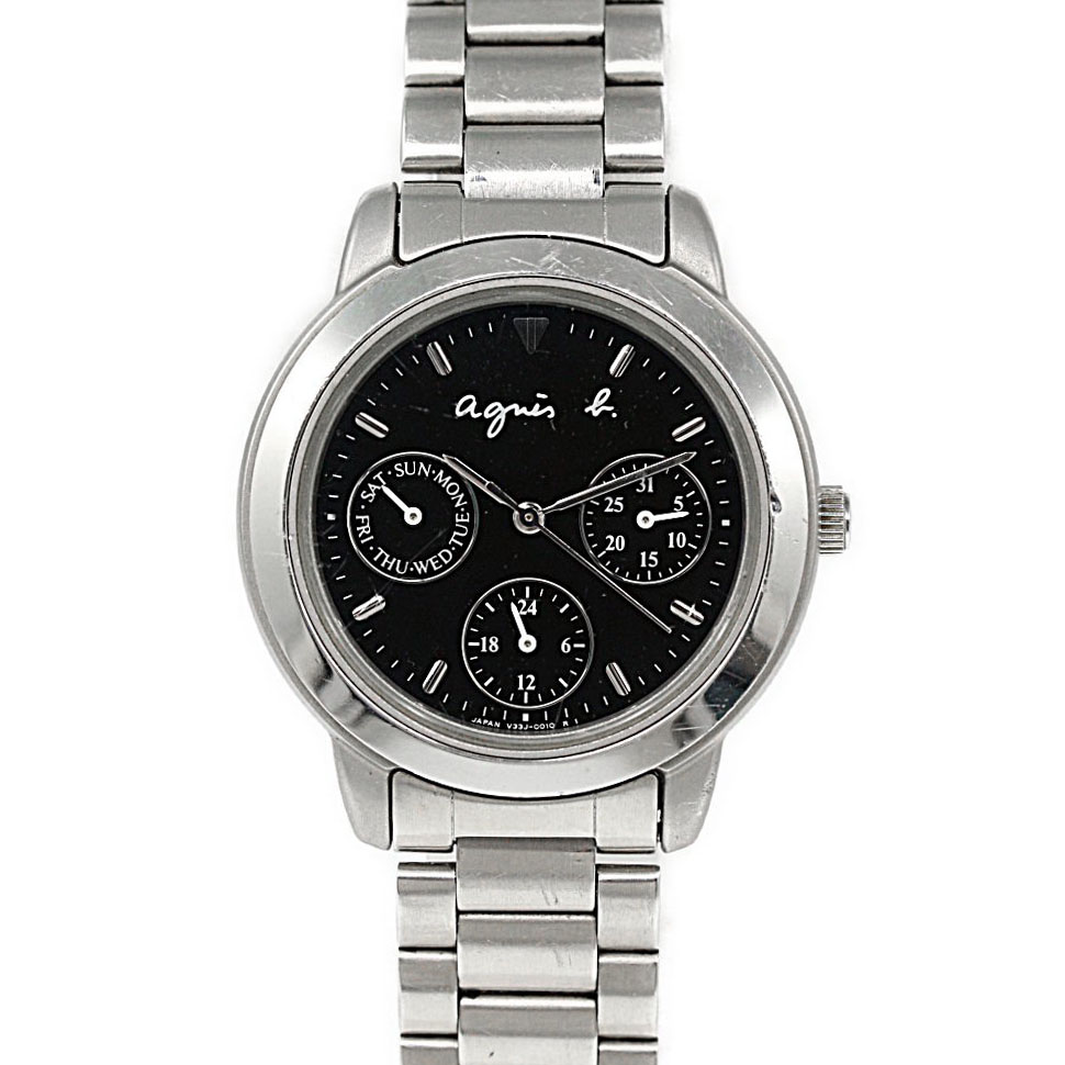 Agnès B Chronograph Quartz Watch Stainless Steel Stainless Steal 58 5g V33 Ebay