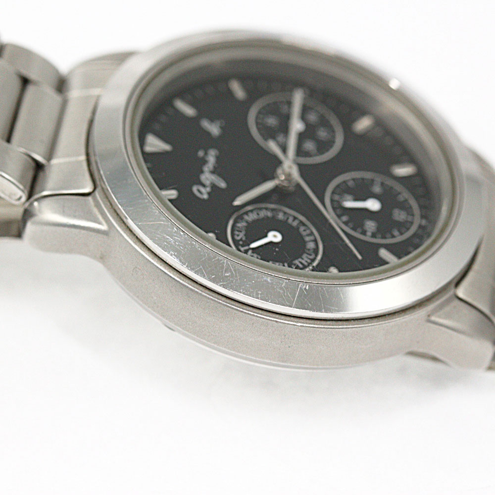 Agnès B. Chronograph Quartz Watch/Stainless Steel/stainless steal-58.5g